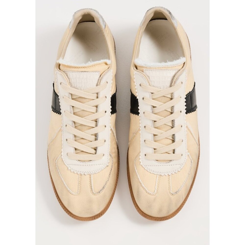 Maison Margiela Distressed Sneaker in Black Vintage Yellow 38 Womens New Box
